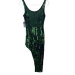 Revolve h:ours NWT  Zafiro Sequin Green Iridescent Asymmetric Hem Midi Dress Photo 5
