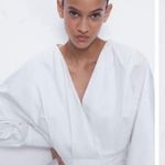 ZARA  White Coastal Preppy Poplin Wrap Mini Dress Small Photo 5