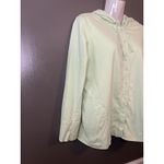 J Jill Jacket Hoodie Womens Medium Green 100% Cotton Button Front Tea Dyed Photo 1