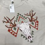 Bella Canvas  Womens Graphic Sweatshirt Long‎ Sleeve Bull Skull Beige L Christmas Photo 5