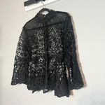 Bold Elements Bold Element Lace Blouse Crochet Top Black Gold Zip Back Long Size Large Floral Photo 4