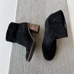Lucky Brand Black Genuine Suede Leather Wood Block Heel Square Toe Booties Sz 8 Photo 1
