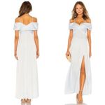 LPA  Shirred Cross Front Gown Blue Maxi Dress Size Small Front Slit Ruched Sz S Photo 1