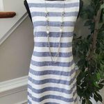 Beach Lunch Lounge Womens White & Blue Linen Sleeveless Knee Length Dress Size S Photo 9