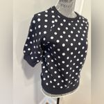 Tea N Rose Tea & Rose Sz: S Dark Dusty Gray Polka Dot Short Balloon Sleeve Sweater. Photo 4