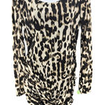 Guess Leopard Print Ruched Zipper Back Long Sleeve Mini Dress Womens Size M Photo 0