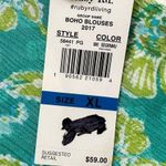 Ruby Rd  Top Blouse Turquoise Green Floral 3/4 Bell Sleeve Boho Tunic Size XL Photo 6