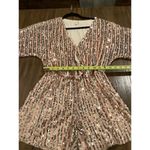 Raga Anthropologie  Sariah Sequin Sparkle Romper shorts dolman sleeves v neck XS Photo 7
