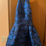 Sherri Hill 53070 Halter Neck Brocade Dress in Blue Photo 2