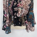 Jaase Hippie Boho Crop Top Womens XS Black Pink Romantic Witchy Celestial Photo 2