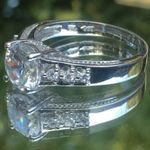 Sterling Silver Solitaire With Accents Cubic Zirconia Engagement Ring, Size 9 Photo 7