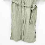 Tahari Womens 100% Linen Beachy Button Front Belted Shirt Dress Size S Green Photo 2