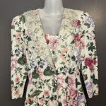 Vintage Atina By Karon Crosby Dress Womens 8 White Floral Lace Collar Midi Photo 0