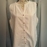 Croft & Barrow  White Striped Button-Down Sleeveless Top Photo 1
