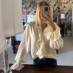 We Wore What Ruffle Button down Blouse In beige Photo 0