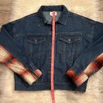 BKE  denim jacket with plaid wool blend back detail M Photo 9