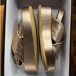Paloma Barcelo Free People Sima Slingback Sandal Gold Leather Flatform Size 7.5 Photo 3