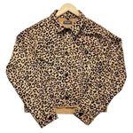DL1961 Clyde Cropped Leopard Raw Hem Denim Trucker Jacket Photo 0