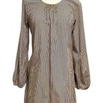 Erica Tanov Stripe Long Sleeve Popover Dress Modern Minimalist size 10/12 Photo 0