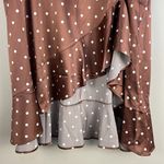 Torrid Midi Stretch Satin Hi-Low Ruffle Skirt Brown White Polka Dot Pockets New Photo 5