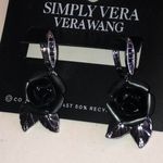 Vera Wang Simply Vera Silver Tone Black Rose Earrings Photo 2