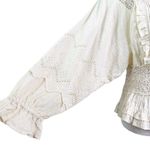 Anthropologie NWT  Love Sam Boho Cotton Lace Peplum Full Sleeve Top Ecru Size S Photo 7