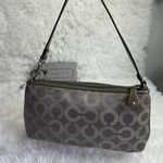 Coach y2k Patent Leather Canvas Gray Signature Canvas Wristlet Mini Purse Photo 1