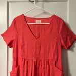 Poetry  short-sleeve v-neck midi dress linen size 10 oversized lagenlook minimal Photo 5