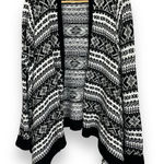 Carolyn Taylor  Cardigan Sweater Open Front Waterfall Black‎ White Women Sz Large Photo 0