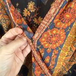 Free People  Havana Floral Print Sleeveless Surplice Mesh Top Black/Orange M Photo 7