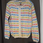 Talbots Pastel Zip Up Cardigan, Y2k Rainbow Square Sweater, Women's Size Small Photo 0