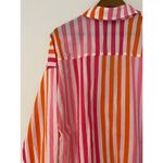 Beach Riot  Alexa Top Button Down Stripes Pink Orange White Cover Up Sunset NWOT Photo 14