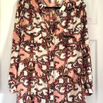 Candie's Women's Blouse XL Pink Patterned Button Down Career Top Long Sleeve Photo 0