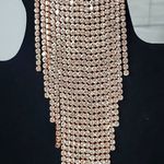 Large Statement Petal Flower Brooch Pin Rose Gold Rhinestone Fringe New Photo 5