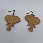 Elephant Shaped Wooden Earrings Brown Photo 3