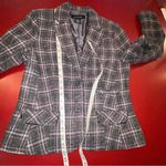 Calvin Klein Jeans Women’s Large Plaid Blazer Jacket Brown Preppy Dark Academia Photo 3