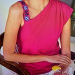 Soft Surroundings Asymmetric Sleeve Embroidered Blouse | Hot Pink | Small Photo 0