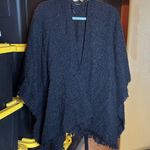 Elegant Black Metallic Silver Women's Sweater Wrap Poncho One Size Size undefined Photo 0