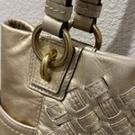 Coach - North South Metallic Woven Leather Gold‎ Leather Shoulder Bag Tote F17099 Photo 3