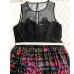 Trina Turk NEW  Betton Black Floral Lace Metallic 100% Silk Maxi Dress 0 Photo 6