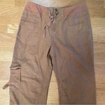 Soft Surroundings  Camel Linen Lagenlook Minimalist Wide Leg Cargo Pocket Pants M Photo 2
