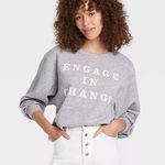 Universal Threads Women's "Engage In Change" Cut Off Sweatshirt Universal Thread Gray Size Medium Photo 0