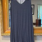 st. john's bay St. John’s Bay Navy & White Striped Swing Dress - Size L Photo 0