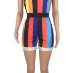 Women Rainbow Strapless Suspenders Romper Multiple Size M Photo 2
