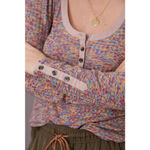 Anthropologie Puff Sleeve Knit Henley Top Women's M Boat Neck Romantic Prairie Photo 3