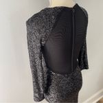Alice + Olivia Black Sequin Bodycon Stretchy Mini Cocktail Dress Size 4 Photo 5
