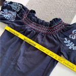 Rebellion Navy Blue Embroidered Cotton Off the Shoulder Loose Fit Shift Dress M Photo 10