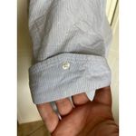 Liz Claiborne  Womens‎ Blouse Size M Light Blue Pinstripe Swiss Dot Short Sleeve Photo 6