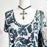 Black White Fringe Tunic Top, Boho, Indie, Festival, Hippie, Grunge,‎ Large Photo 1