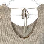 Mango Beige Ribbed Asymmetrical Hem Long Sleeve Knit Sweater Blouse Women Sz S Photo 7